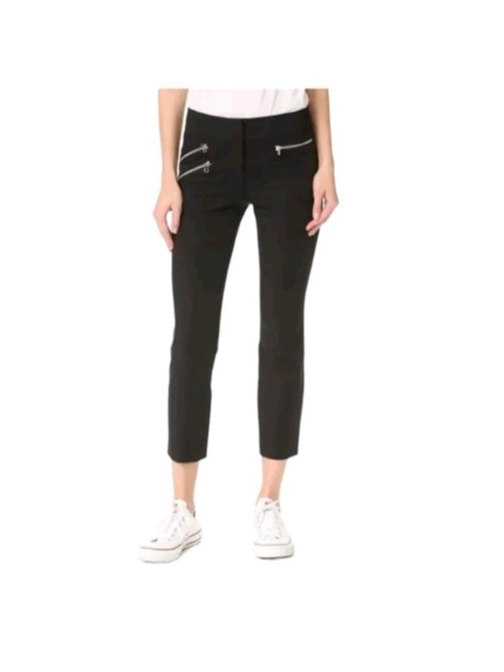 Veronica Beard Olive Jeans with Zipper Details